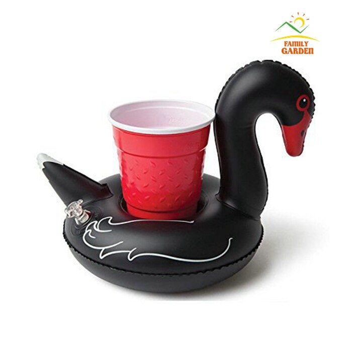 6 Packs Inflatable Drink Holder, Floating Black White Swan Inflatable Drink Holders For Outdoor Swimming Pool Party
