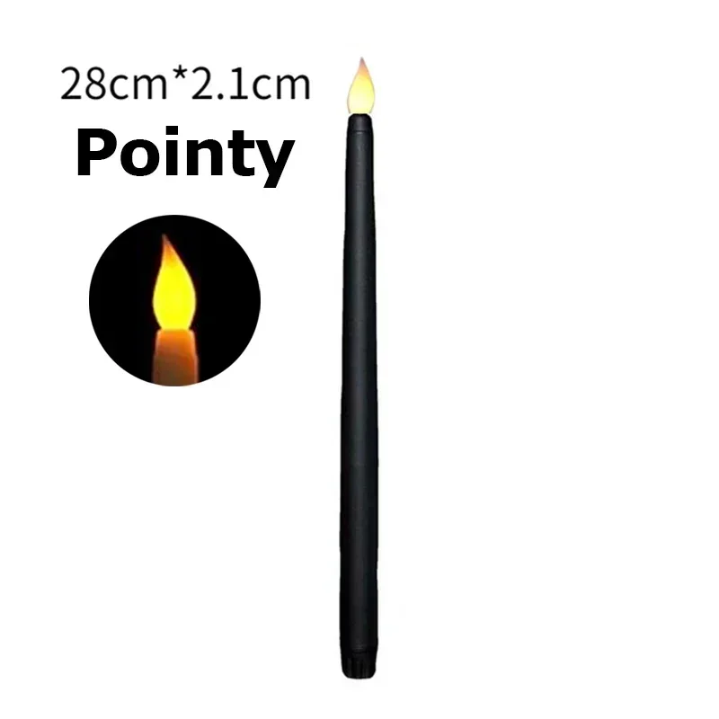 Bougies LED longues sans flamme, 1/6 pièces, bougies pointues, alimentées par batterie, bougies scintillantes, décoration de fête de noël: Rouge / vert clair
