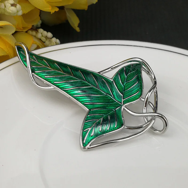 Elf Green Leaves of Lorien Brooch Pin Tolkien Galadriel Legolas Frodo Baggins Aragorn Tree Enamel Badge Movie Jewelry