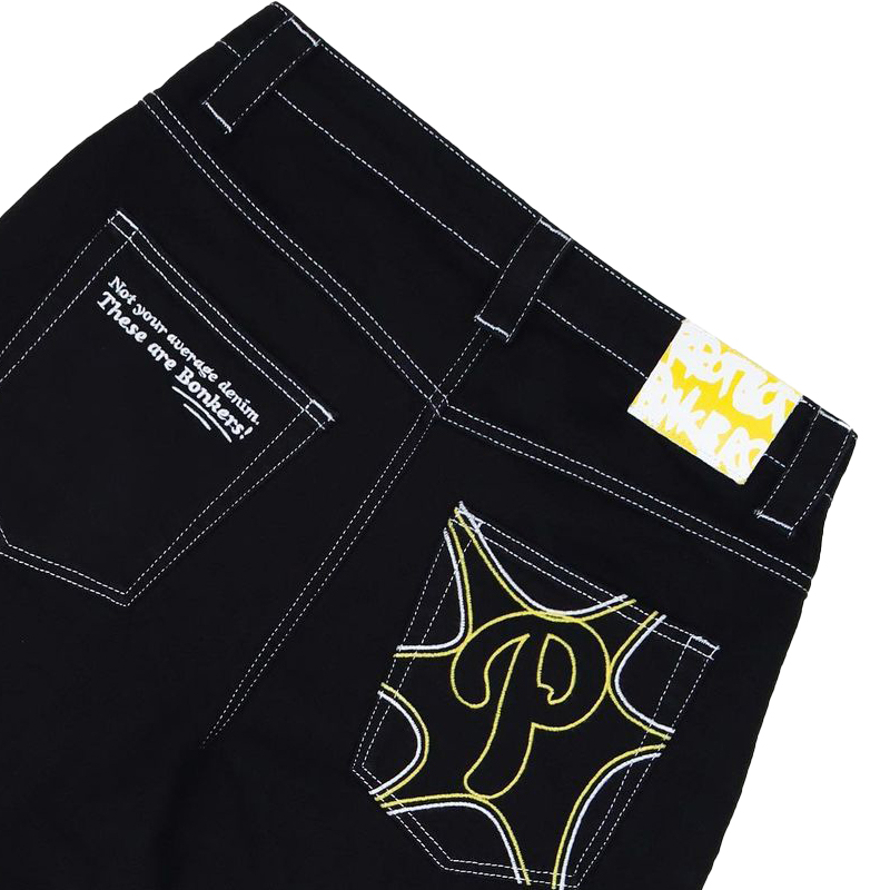 Y2K vende nuevos pantalones vaqueros bordados retro hip-hop americanos Harajuku Rock gótico pantalones sueltos de pierna ancha ropa de calle para hombres y mujeres