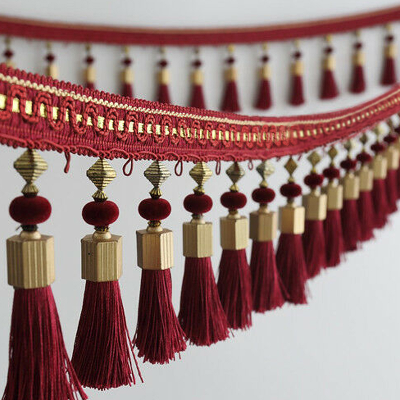 3M Kwastje Kralen Fringe Rand Gordijn Accessoires Trim Kant Boho Bekleding DIY Party Opknoping Ring Koorden Ambachten Naaien Decor: Donkergrijs