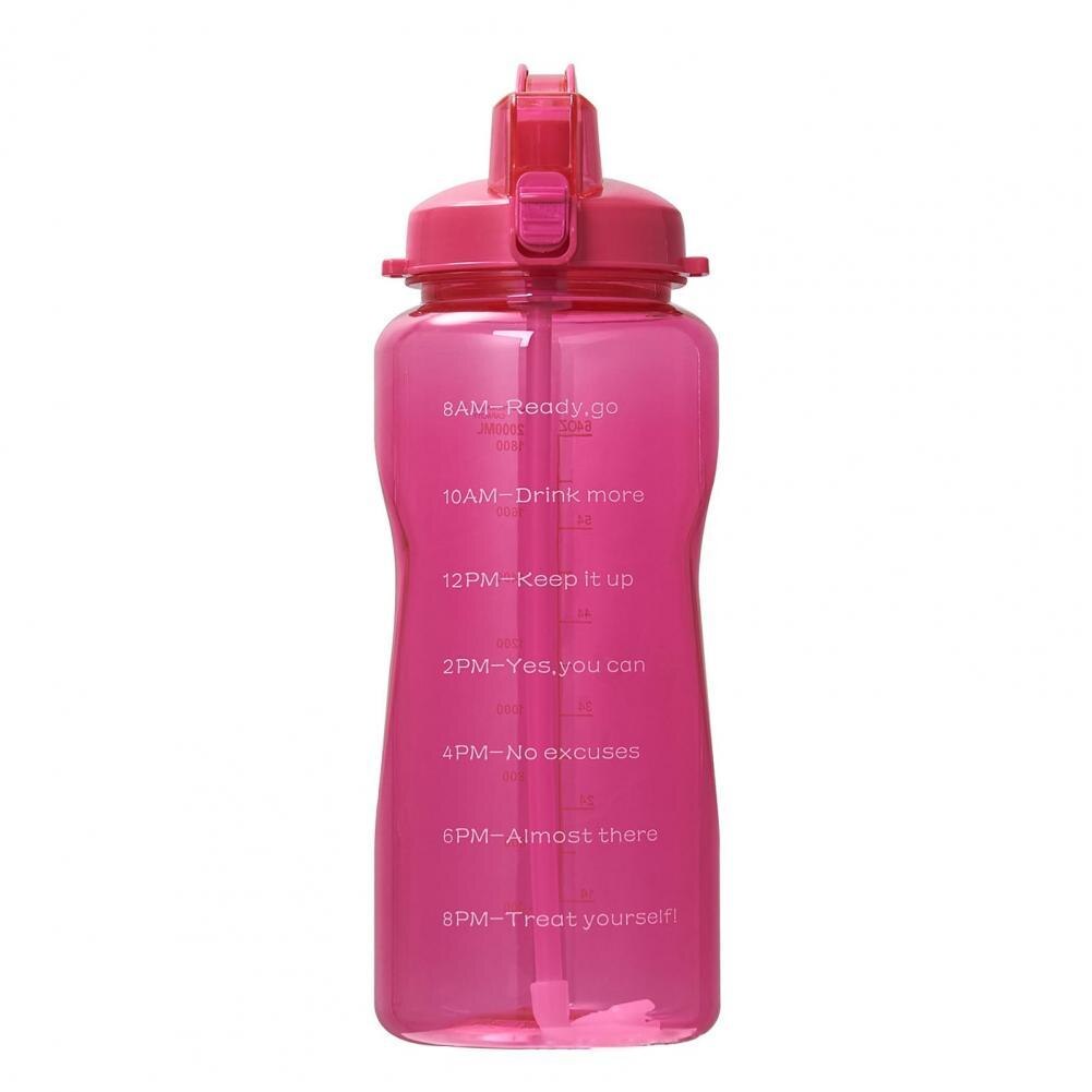 Tirtan 2L Stylish Outdoor Water Bottle Tasteless Kettle Time Marker for Fitness:  Red