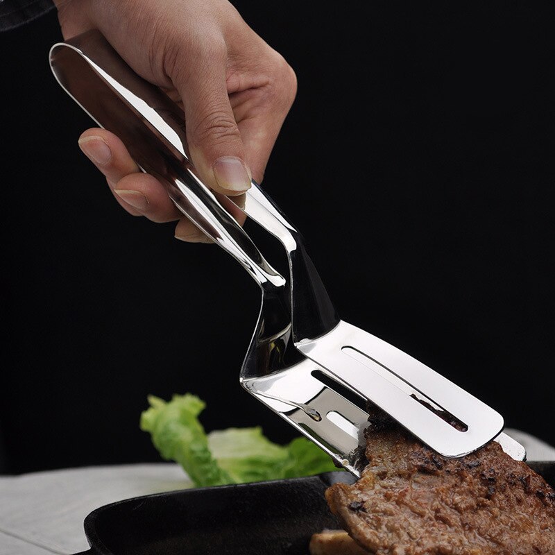 BBQ Schellen 304 edelstahl Steak Dreher Küche Braten Schaufeln Spachtel Lebensmittel Zange Brot Clip Feuerte BBQ Zubehör 10 zoll