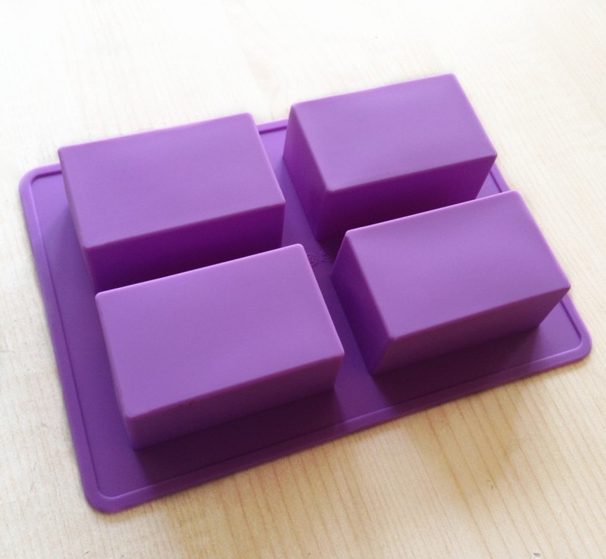 Classic 4 Cavity Rectangle Silicone Molds For Soaps Cube Diy Handmade Craft 3d Soap Maker Molds Making