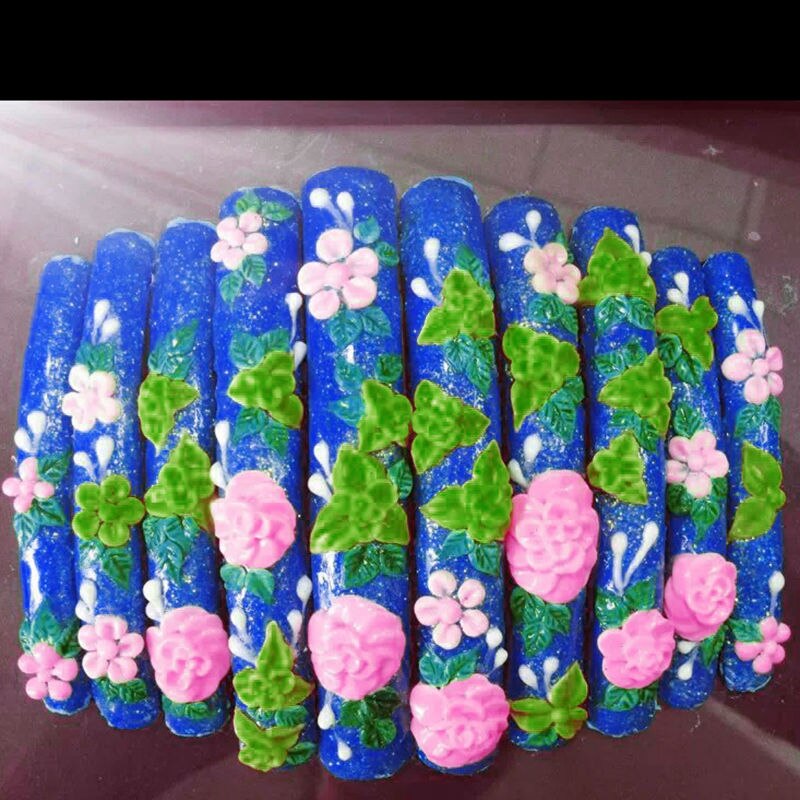 Lot de 50 faux ongles ronds et très longs en forme de rectangle pour nail art 3d et gel uv, 3 couleurs au choix, longueur  : 6.7cm - 9cm