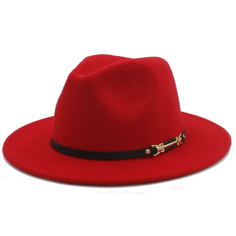 Men's Women's Wool Felt Fedora Hat Gangsters Traditional Godfather Mafia Caps Size 56-58CM: Red