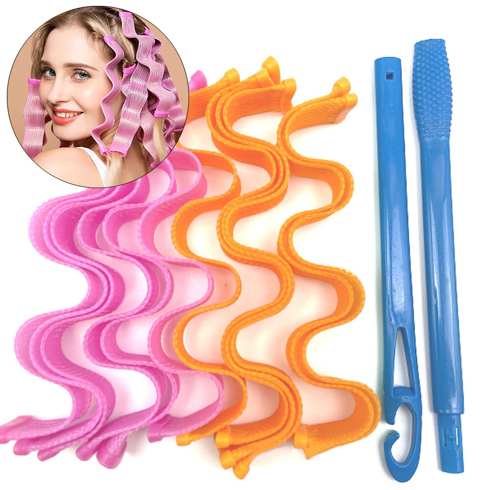 12Pcs Heatless Haar Krultang Haar Rollen Magic Curler Loop Kapsel Roller Sticks Makeup Wave Formers Haar Styling Tools