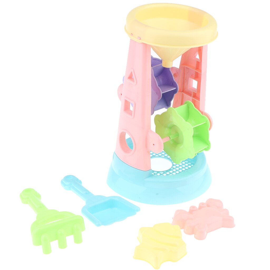 Kinderen Zand Water Wiel Molen Strand Zandbak Kinderen Leren Spelen Speelgoed Set: 5Pcs Pink