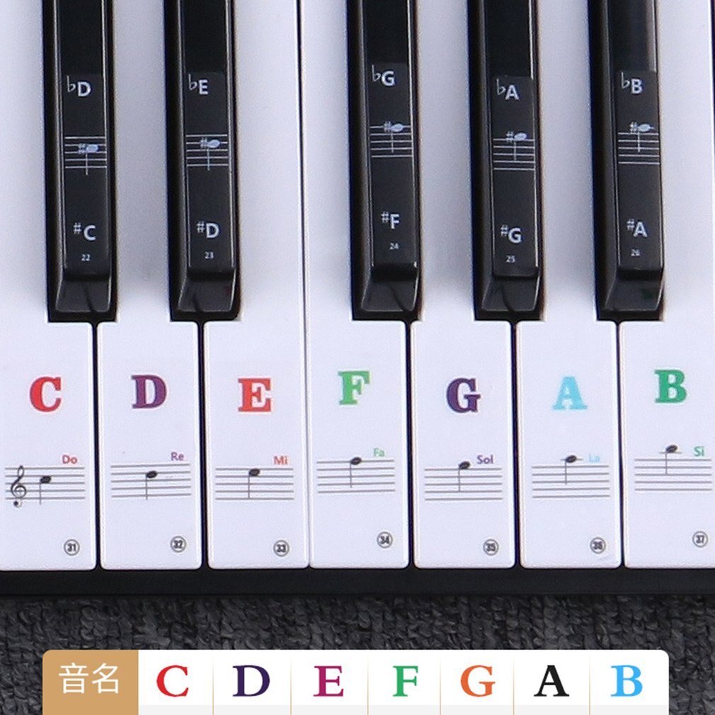 Transparent music decal notes piano keyboard stickers 54/61 or 88-key electronic piano piano spectrum sticker symbol