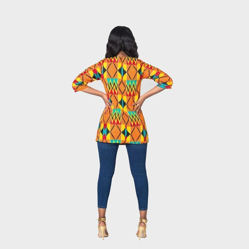Mode Afrikaanse Shirt Jurk Voor Vrouwen Print Zomer T-shirt Afrikaanse Tshirt Tops Voor Office Dame Bazin Afrika Dashiki Kleding