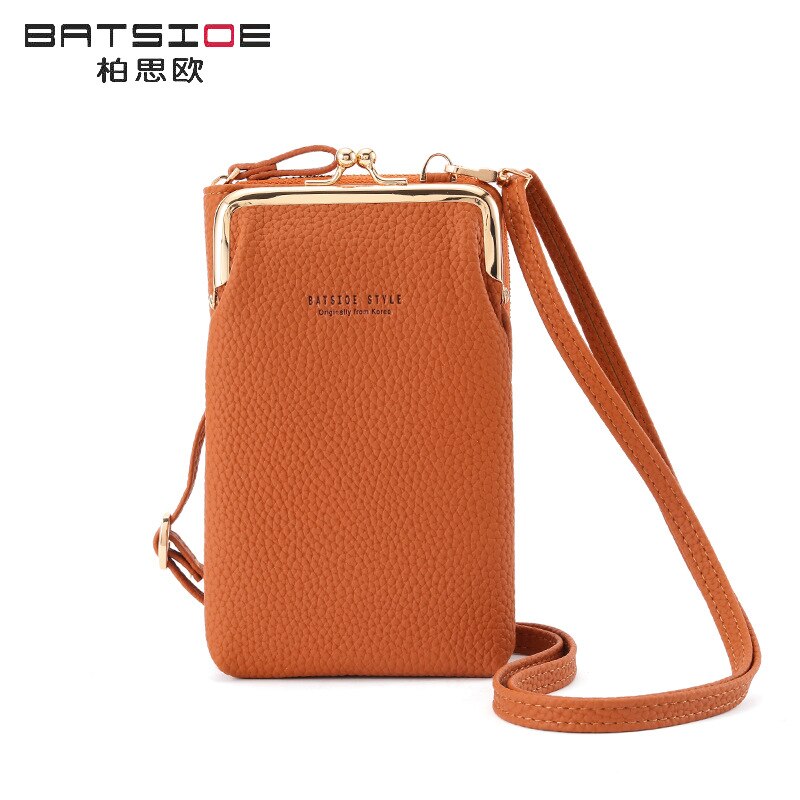 Batsioe-Bolso de teléfono para mujer, Cartera de estilo coreano de gran capacidad, longitud media, informal, con cremallera, bandolera Vertical, novedad de: Yellow Brown