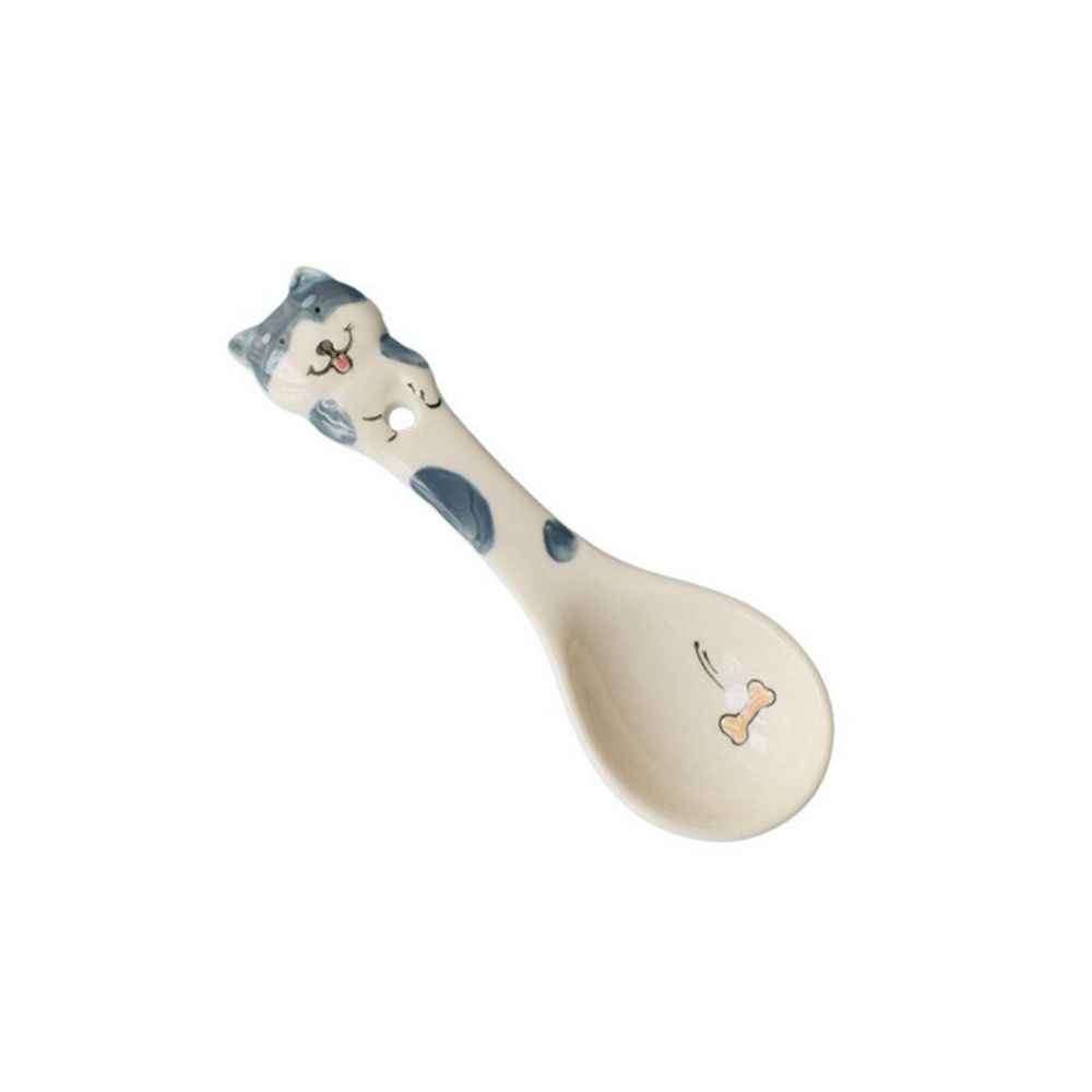 1PC Cute Cartoon Animals Cat Ceramic Spoon For Girls Boys Porridge Soup Spoon Home Restaurant Kitchen Tableware: G