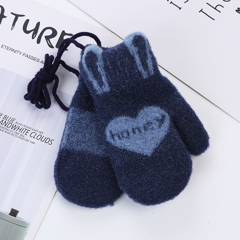 Honing Liefde Letters Baby Kinderen Handschoenen Voor 0-3Y Schattige Baby Gebreide Wollen Winter Warme Handschoenen Voor Jongen Meisje Kids Wanten