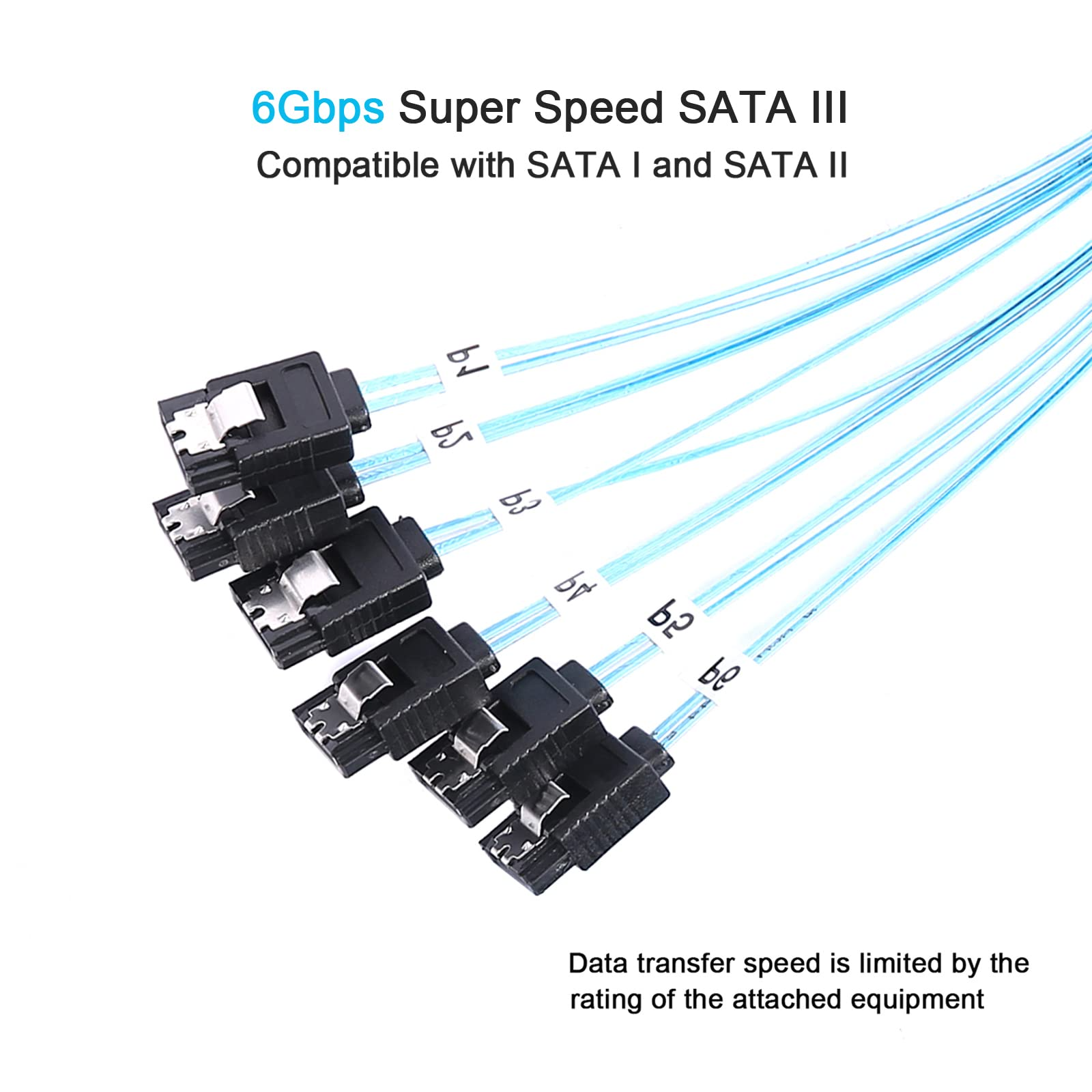 4/6 unids/set Cable Sata a Sata 6 puertos/juego Cable de fecha Sata 7 pines a Sata Cable Sas de 7 pines Cable divisor HDD de 6Gbps para servidor