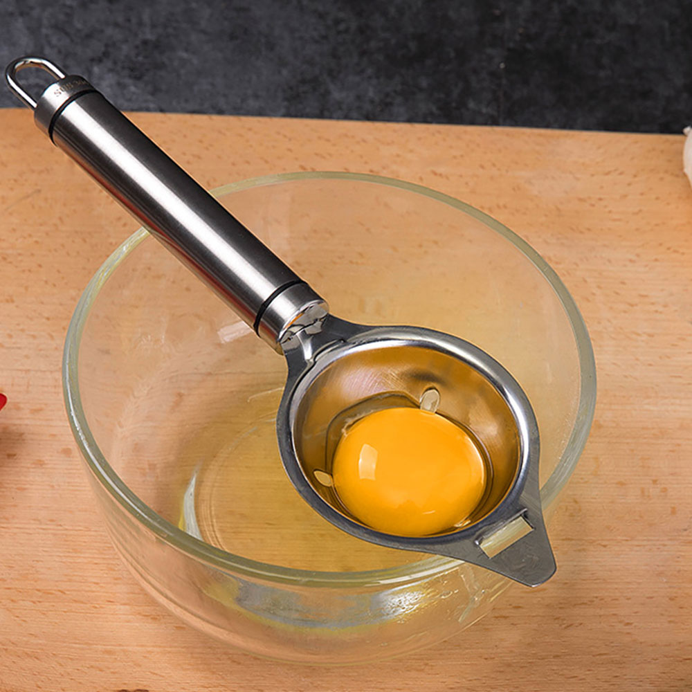 Rustfrit stål æggehvide separatorværktøjer ægblomme filter gadgets køkken tilbehør adskille tragt ske ægdeler værktøj