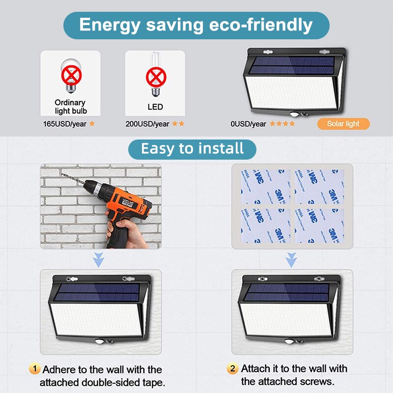 LITOM-Luz LED Solar para exteriores, luz resistente al agua IP65, con Sensor de movimiento PIR, gran angular de 468 °, tres modos de luz, para jardín, 270