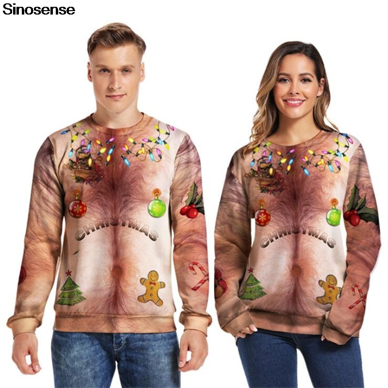 Hombres Mujeres Cosplay feo Navidad suéteres Navidad sudadera 3D divertido impreso vacaciones Navidad ropa suéter suéteres