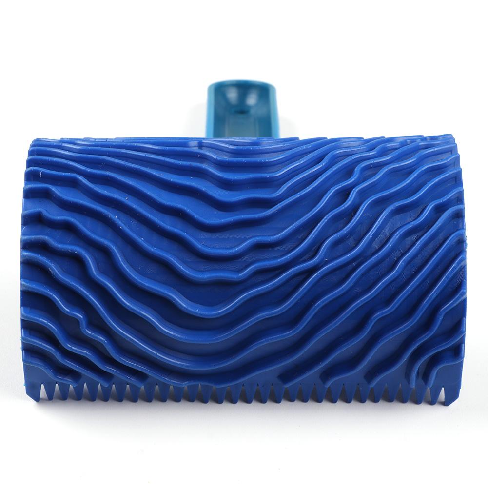 Blue Rubber Wood Grain Paint Roller DIY Graining Painting Tool Wall Painting Roller with Handle Home Tool