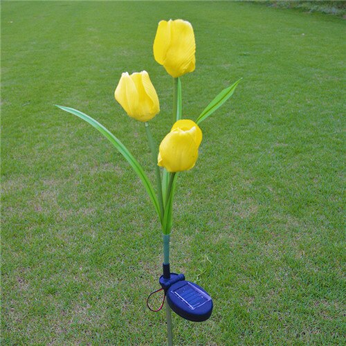 Lumiparty Solar Tulip Flower Lights Solar Powered Garden Outdoor Decorative Landscape LED Tulip Lamps Path Lights for Garden: Yellow