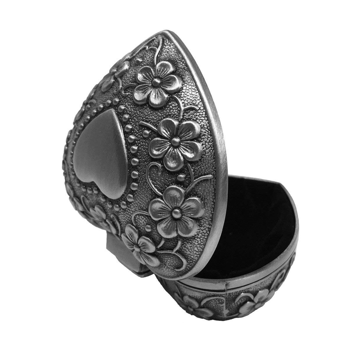 Klassische Vintage Antike Herz Form Schmuck Box Ring Kleine Schmuckstück Lagerung Organizer Brust Weihnachten , Silber
