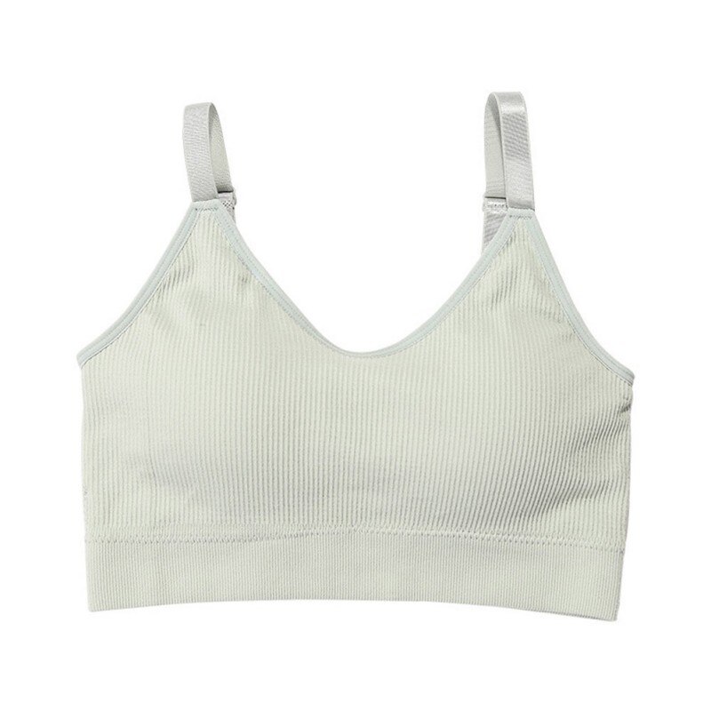 Seamless Sports Bra Female Sexy Fitness Tube Top Bra Comfortable Crop Top Women Push Up Bras: Grey Green