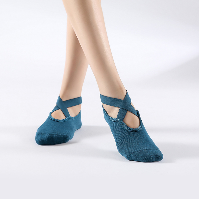 Pilates-socken für damen, rutschfest, atmungsaktiv, offen, yoga-socken, knöchelsocken, ballett- und sportsocken für damen, fitnessstudio: Blau