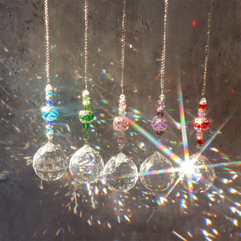 Attrape-soleil lustre en cristal décor boule de vitrail suspendu pendentif capteur de lumière réfléchissant maison jardin cour décor