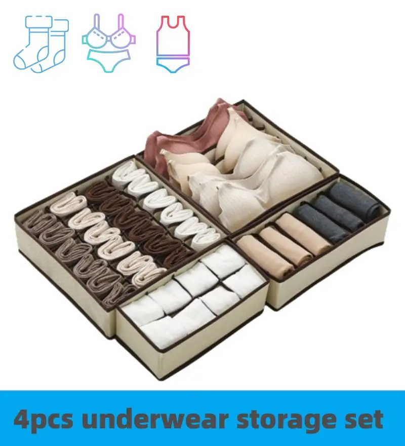 Kleding Organizer Broek Kleding Jeans Opbergdoos Garderobekast Organisatie Ondergoed Bh Sokken Compartiment Doosjes Kast: violet