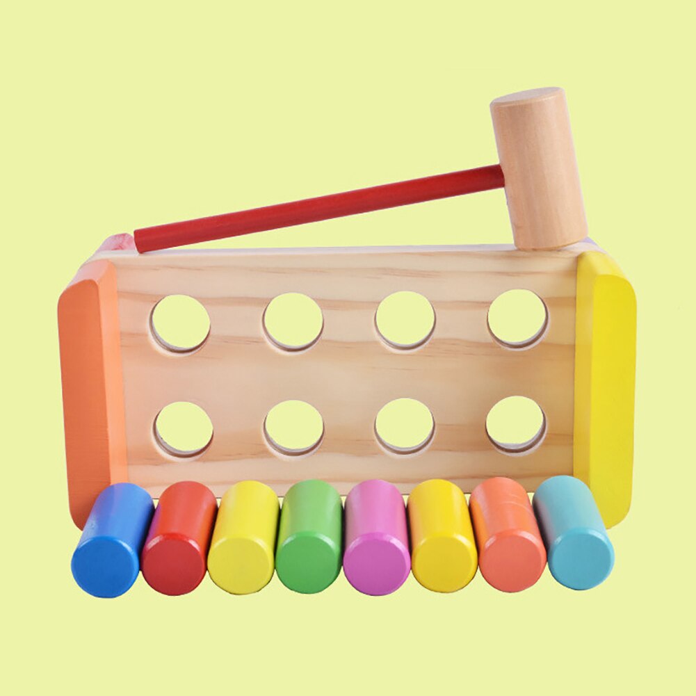 Banc de frappe en bois coloré pour enfants d&#39;âge préscolaire, jouet de frappe avec marteau pour bébés