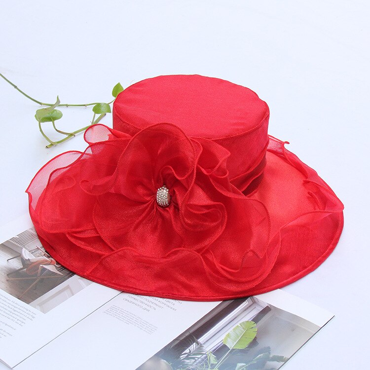 Chapeaux de mariage pour femmes chapeau mariage femme accessoires de mariage fascinators pour mariages chapellerie de mariée mariée chapeau de soleil: Rouge