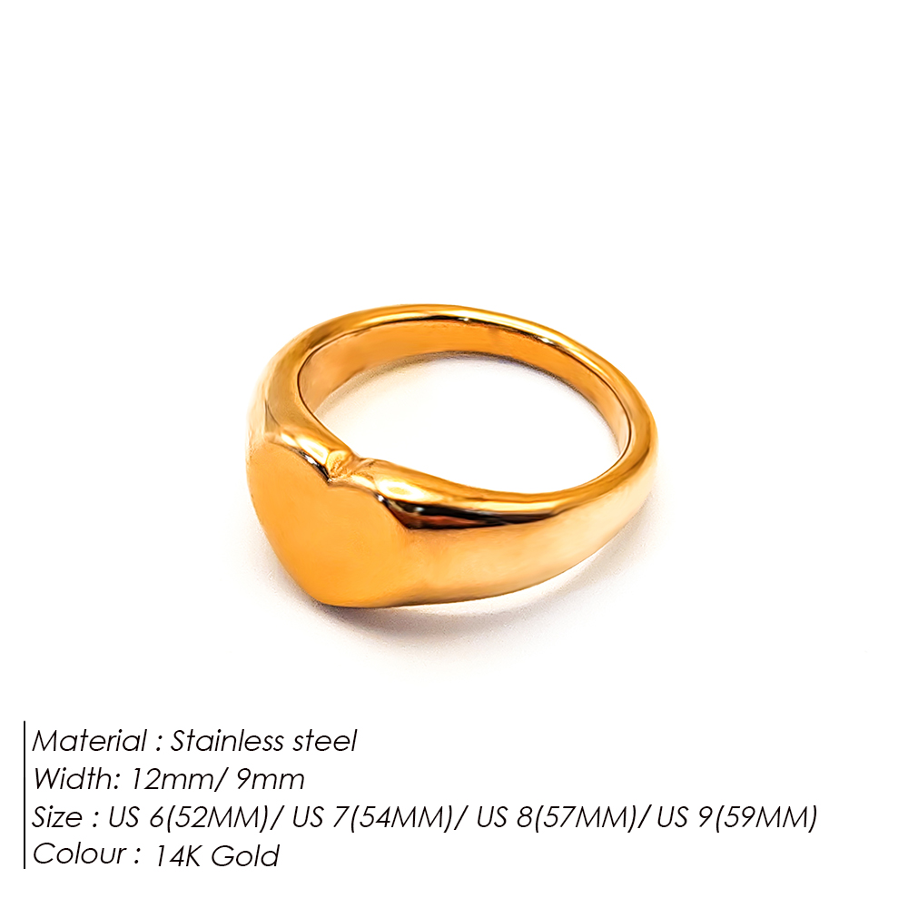EManco Anillo redondo minimalista de acero inoxidable estilo punk Anillos de mujer chapados en oro para fiestas y festivales: 8 / YELLOW