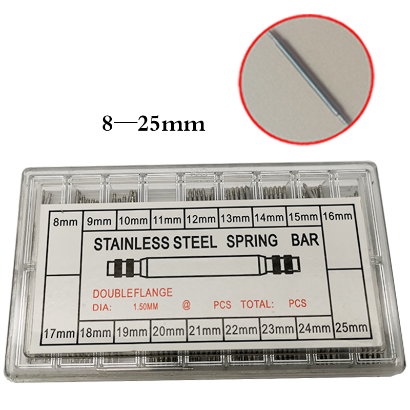 Ur tilbehør ， ur dele kit, rustfrit stål fjeder pin, rustfrit stål ur forbinder pin, ur fjeder bar: Dele 004