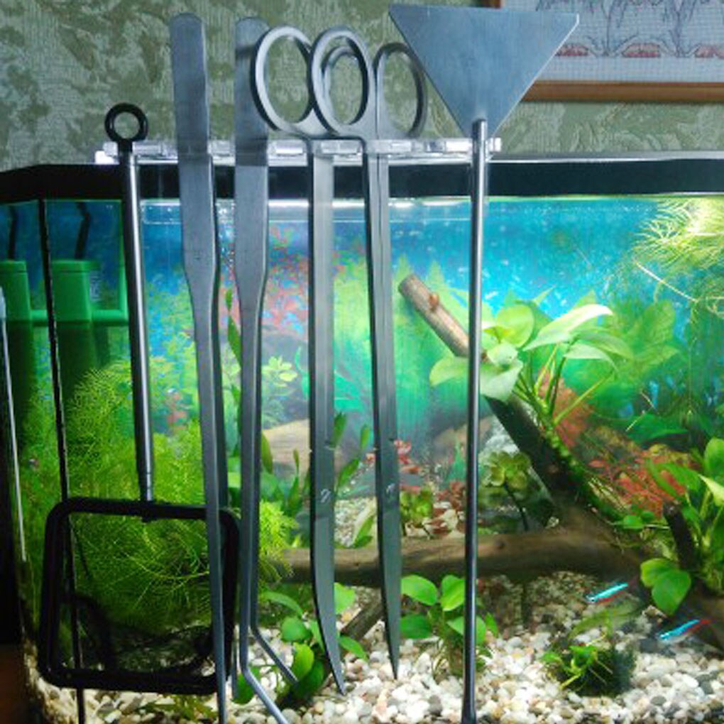 Aquarium Tool Holder Acrylic Water Plants Maintenance Tool Storage Rack Tweezers Scissors Scraper Spatula Organizer