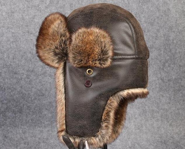 Seizoen Korting Pu Lederen Faux Fur Aviator Russische Ushanka Hoed Voor Ernstige Expedities Winddicht Warm Fit Mannen Vrouwen 56- 61 Cm: Bruin / 61CM