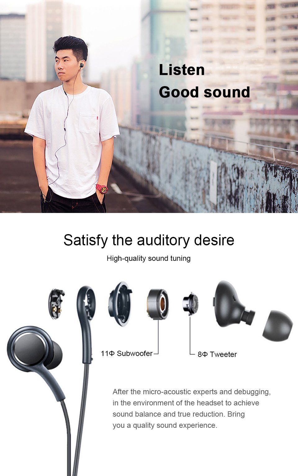 Hörlurar för samsung galaxy  s8 hörlurar hörlurar hörlurar stereo in-ear headset trådlösa hörlurar för telefon för xiaomi