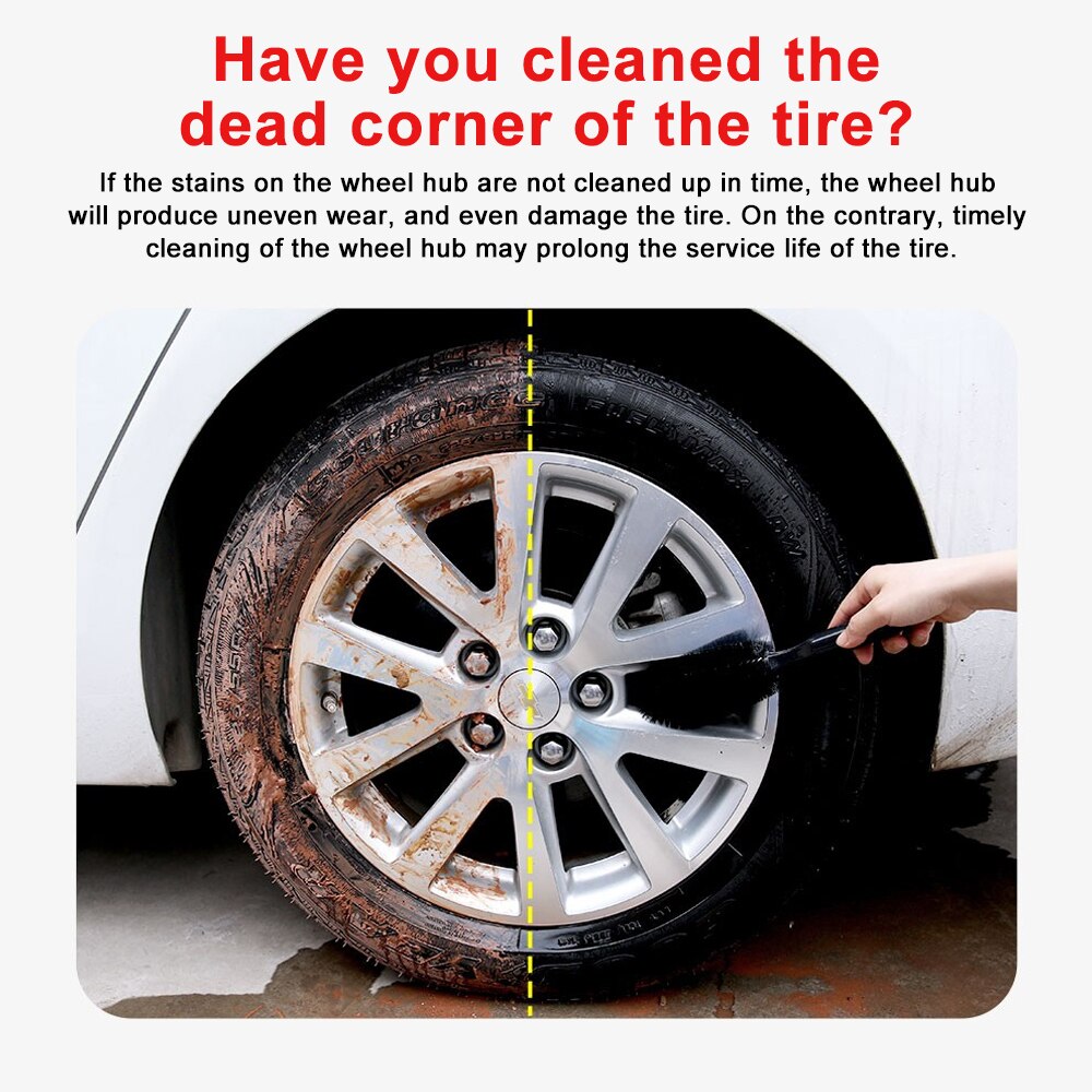 Auto Rim Scrubber Wheel Brush Cleaner Dust Remover Auto Detailing Brush Motorcycle Truck Washing Vehicle Wash Tire Cleaning Tool