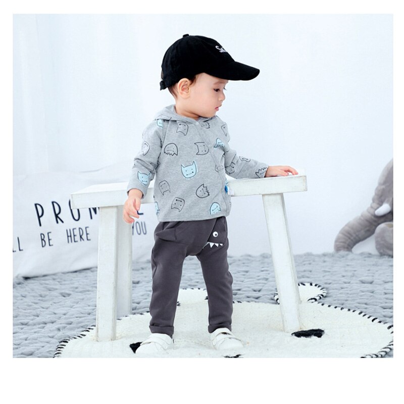 3 - 24M Baby Clothe Shark Shape Dark Gray Pants for Boys Casual Spring and Autumn Children Cotton Outer Harem Pants