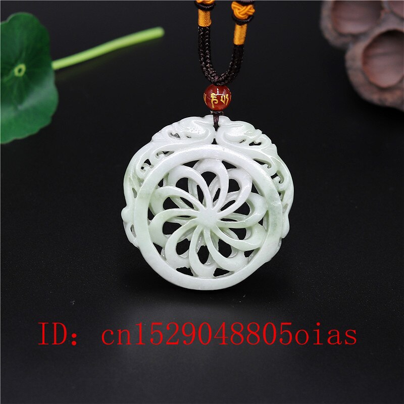 Natural White Green Chinese Jade Dragon Pendant Windmill Necklace Charm Jewelry Double-sided Hollow Carved Amulet for Her