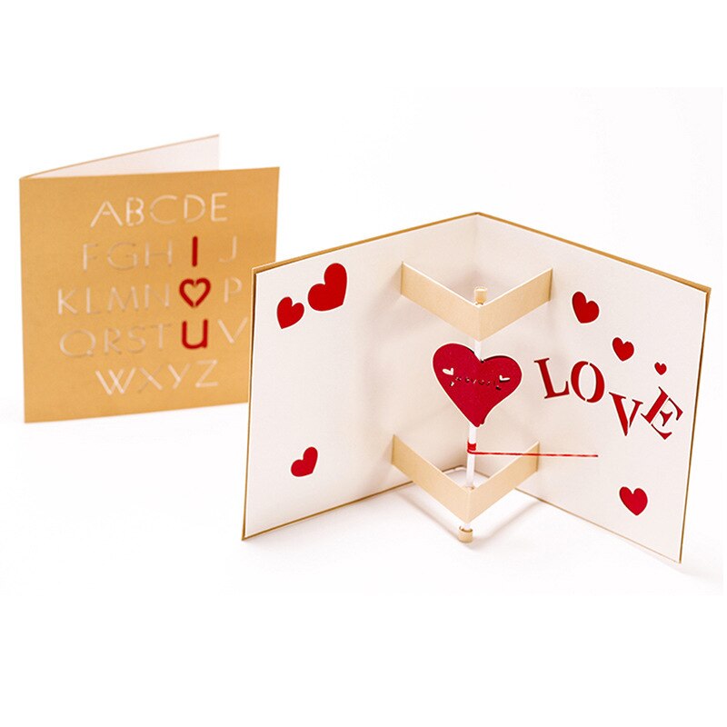 3D Love Romance Pop Up Card for Anniversary Valentines Day for Wife Husband Her with Envelopes