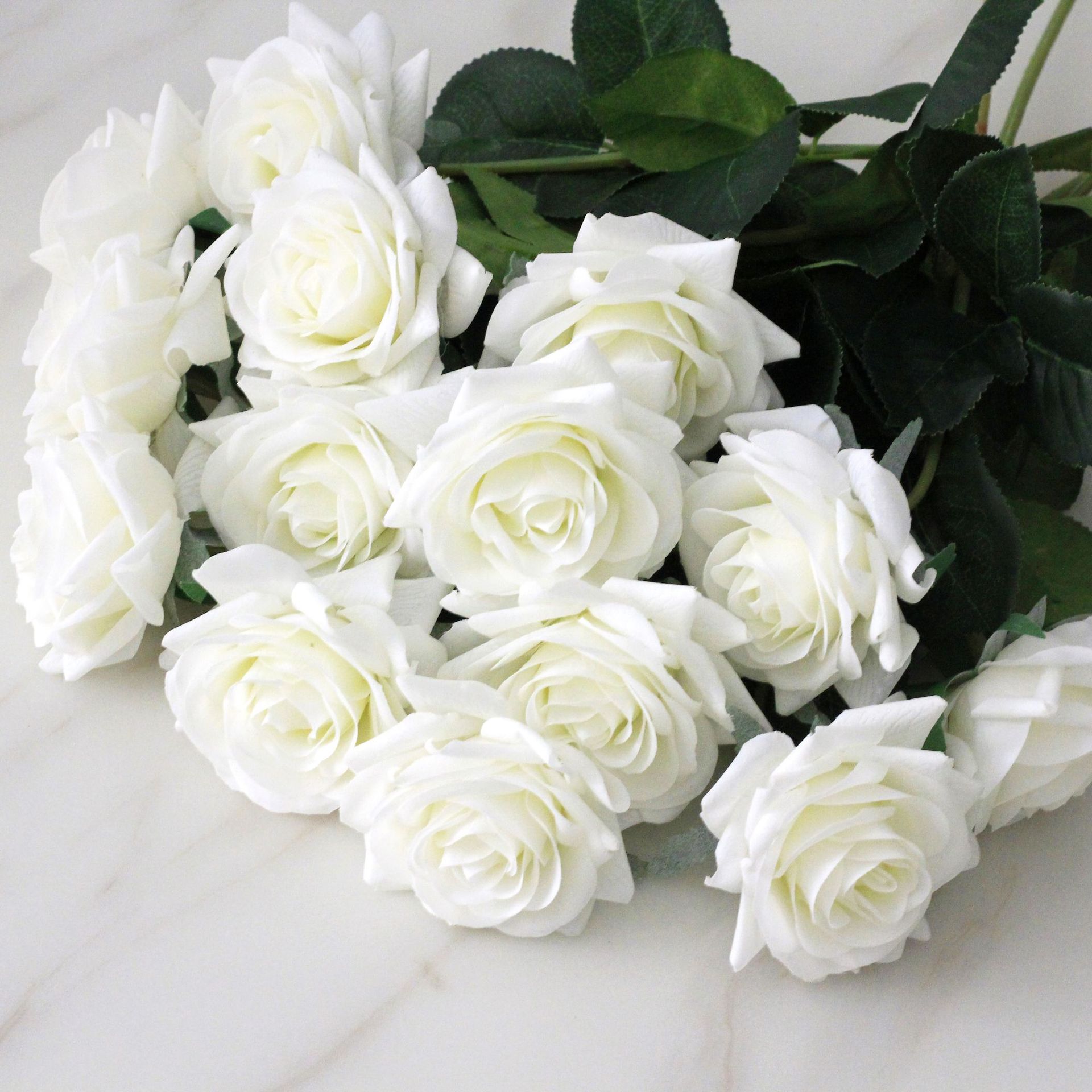 15 Stks/partij Kunstbloemen Decor Rose Latex Bloem Woondecoratie Real Touch Rose Bruiloft Bruidsboeket Bloem: White