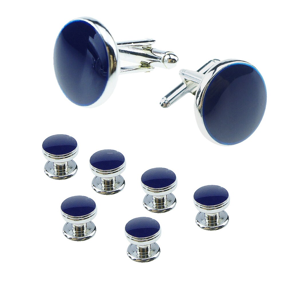 8PCS/Set Retro Round Shape Oil Cufflinks Stud Plated Geometric Sleeve Cuff Button Shirt Jewelry: NO.2