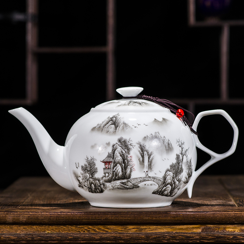 CHANSHOVA China Blau und weiß dünne porzellan teekanne Hohe kapazität 320ML 1L Keramik Tee topf traditionellen chinesischen Tee-einstellen: 1000ml-C
