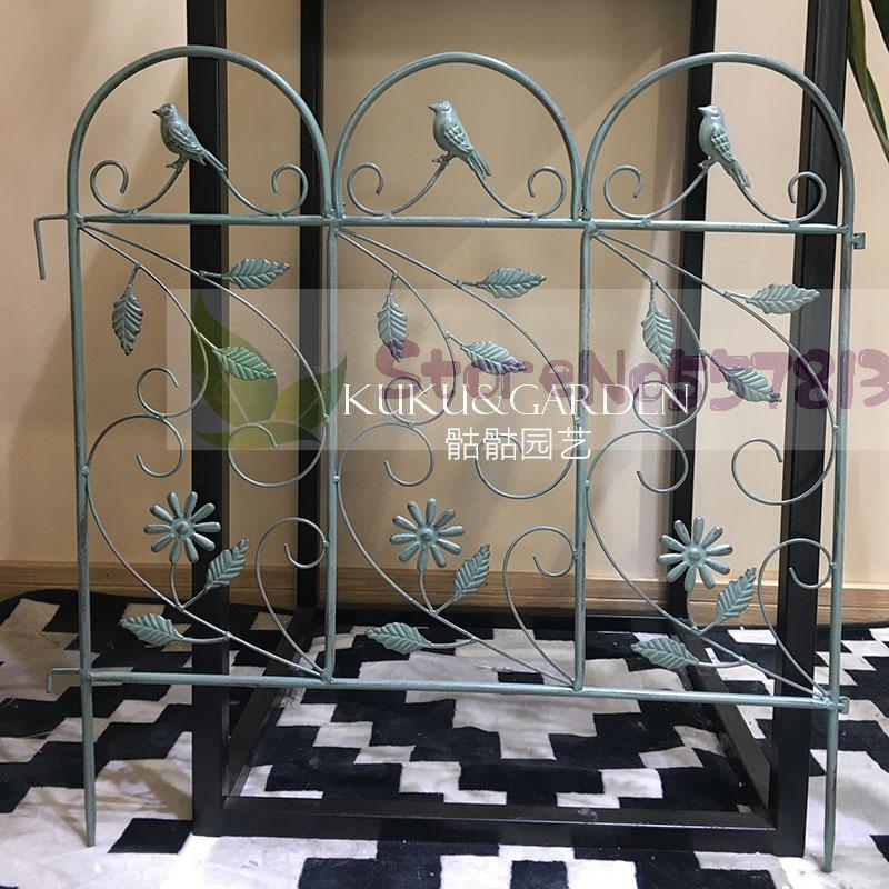 European retro old wrought iron fence fence villa courtyard garden fence railing outdoor bird climbing vine flower stand: Default Title