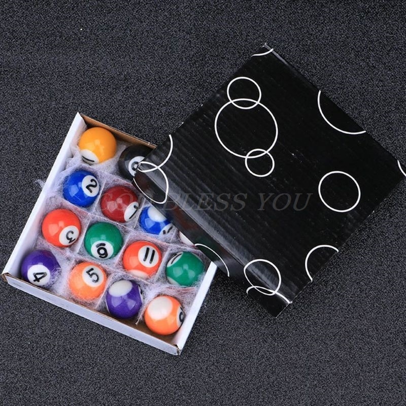 16pcs 25mm Resin Mini Billiard Ball Children Toy Small Pool Cue Balls Full Set