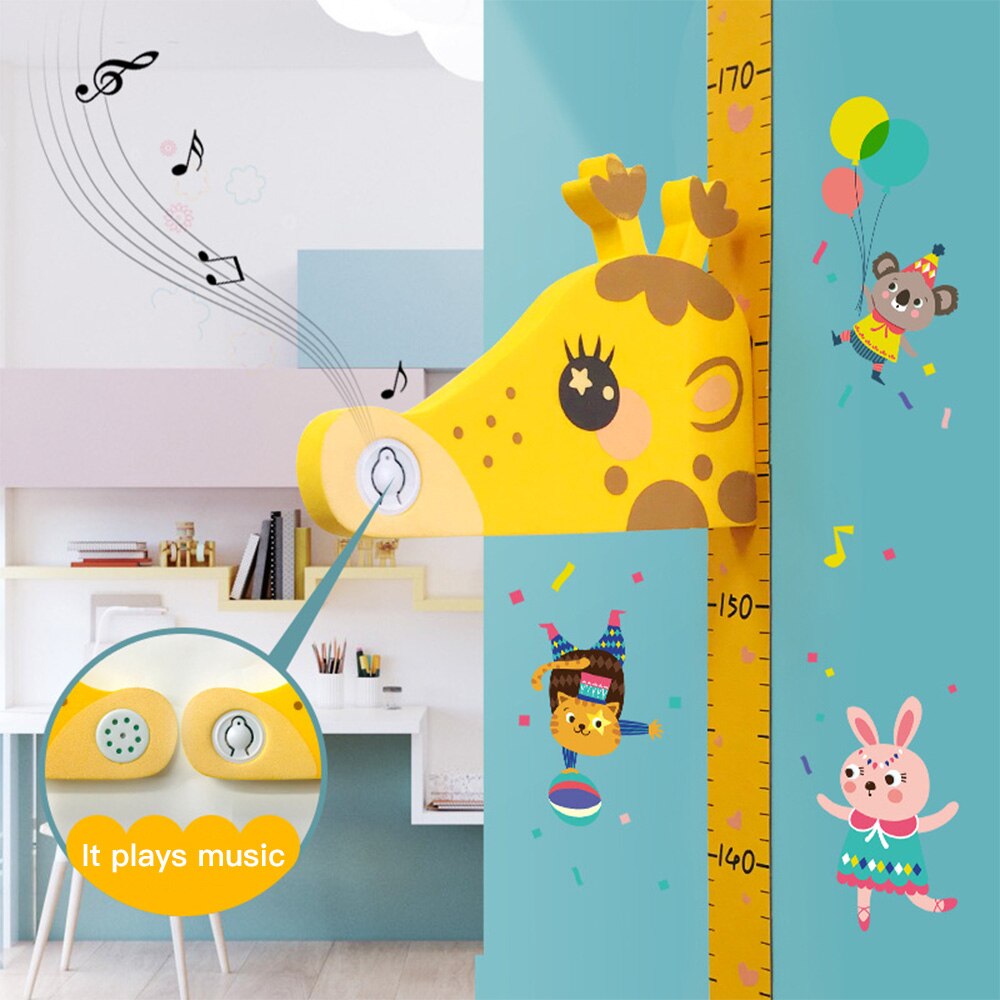 3D Stickers muraux compteur de croissance chambre d'enfants salon porche pépinière décor à la maison télémètre Animal girafe hauteur autocollant zz