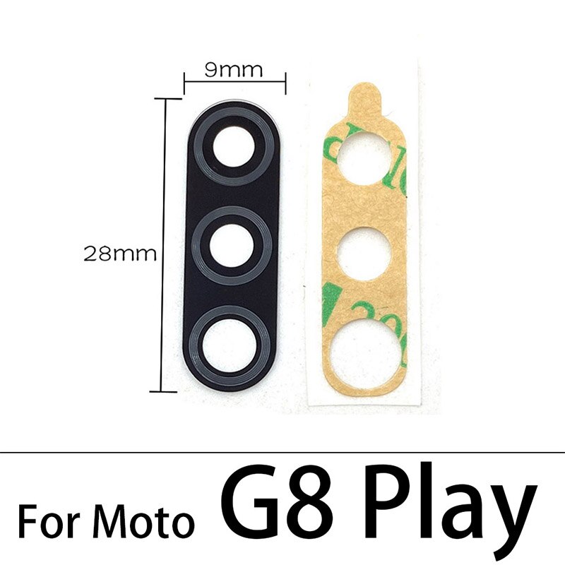 2 Pcs/Lot ,For Motorola Moto G9 Plus X4 G8 Play G6 G5 G5s G8 Plus Z2 Force Play G7 Power Back Rear Camera Glass Lens + Adhesive: G8 Play Black