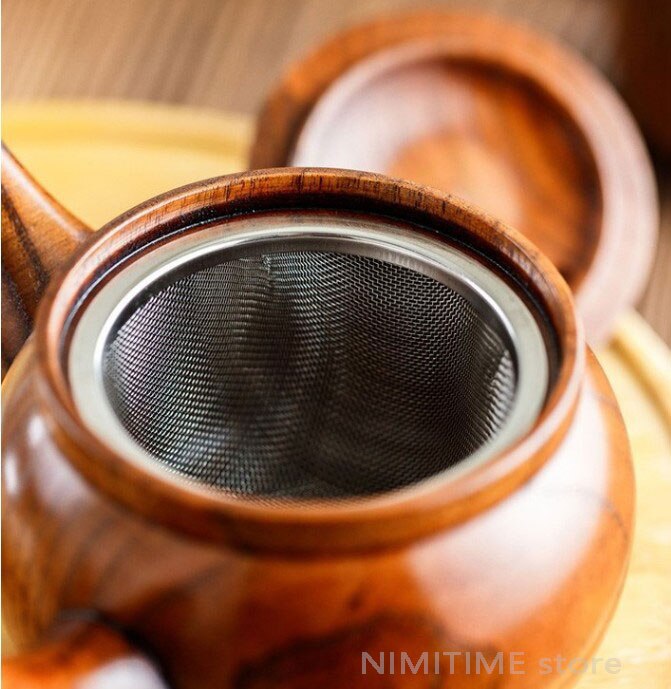 Conjunto de bule de chá e chá de chá de madeira natural de nimitime e conjunto de bule de chá de jujuba