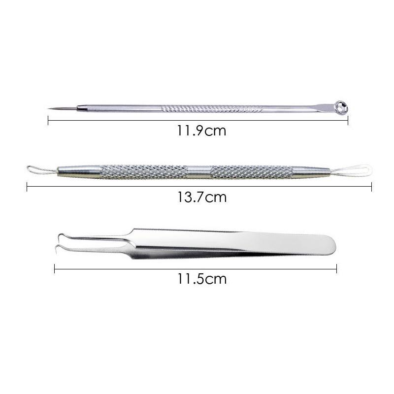 3pcs Blackhead Acne Comedone Pimple Skin Care Kit Extractor Remover Tool Needles Face Cleaning Pore Cleaner Squeezing Remover: Default Title