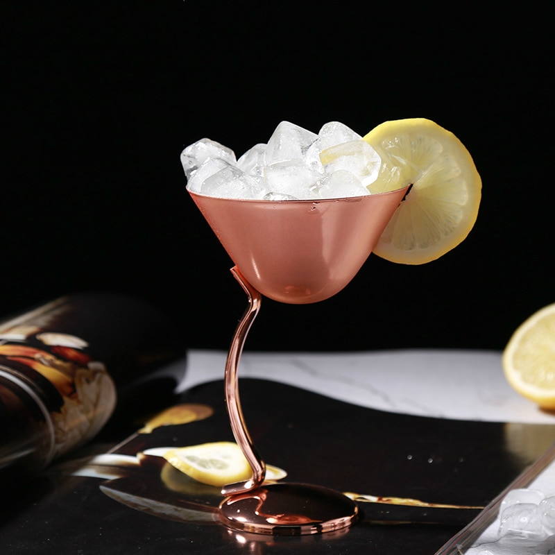 Copa de Martini torcida de Metal, copa de vino dulce, Triangular, boda, acero inoxidable 304: Rose Gold