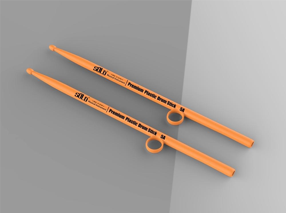 Anti-fall Premium Drum Sticks Durable Plastic 5A Drumsticks Percussion Instrument Accessories One Pair: Orange
